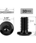 30 Pcs 1/4-20 X 1/2 Flat Head Socket Cap Screws Set With 304 Stainless Steel Black Coating Full Thread Furniture Bolts
