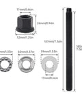 Components of 551141 Alloy Steel Harmonic Balancer Installer Tool For GM LS LT Engines 1997 To 2023 with measurements.