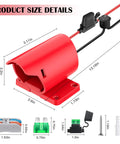 Dimensions and components of 2 Pack 12V Battery Adapter For Power Wheels With Switch, Fuse, 12AWG Wire, Wire Terminal, M12 Compatible Kit