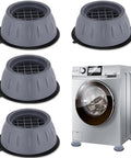 Heavy Duty Washing Machine Vibration Pads 4 Pack With Tire Grade Rubber And Honeycomb Grip For Quiet Spin shown with washer