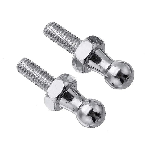 Beefy Ball Stud Bolt Kit, Two Pcs 10mm M6 Pin End Fittings For Gas Struts, Zinc Plated Steel, Heavy Duty Ball Studs, Smooth Threaded Connectors