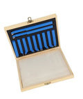 Rock Solid 11 Piece Lathe Tool Set With Carbide Tips For High Performance Machining shown in wooden box with blue tools.