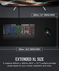 Keyboard and mouse on MM350 PRO Extended XL Spill Proof Cloth Gaming Mouse Pad With Massive 930mm By 400mm Surface on desk