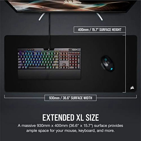 Keyboard and mouse on MM350 PRO Extended XL Spill Proof Cloth Gaming Mouse Pad With Massive 930mm By 400mm Surface on desk
