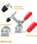 Image of Heavy Duty 200 Lb Vertical Toggle Clamp With Quick Release showing rock-solid base and non-slip grip.
