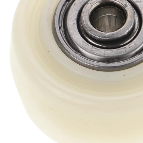Top Notch 4 Pack 1.5 Inch Nylon Caster Wheels showing detailed view of beige nylon wheel with metallic bearing.