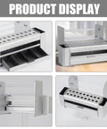 Solid Portable Desktop Tool Organizer Rack For Holding Screwdrivers And Tweezers Along With Silver Pvc Pe Build displayed from different angles.