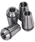 Top Tier 4-Piece Spring Steel Collet Chuck Kit For Boring And Milling Jobs With Insane Accuracy Under 0.0003 Inch Runout showing four spring steel collet chucks.