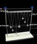 Pendulum Ball Physics Experiment Kit And Resonance Demonstrator With 7 Steel Balls on a sturdy white base and labeled components