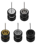 Five Pack One Sixty Fourth Scale Wheels And Tires Set With Real Riders Rims And Axles For RC Diecast Car DIY Projects in various colors