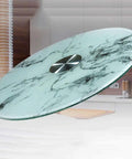 Rotating Glass Turntable Tray With Marble Pattern Lazy Susan For Dining Table 70 To 120 Cm Tempered Glass Serving Plate