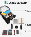 Ultralight 18L Foldable Hiking Daypack with open main compartment displaying packed items like headphones and books