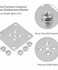 Heavy Duty Metal Furniture Connector Plate With Nuts For Sofa, Cabinet And Chair Assembly, Sturdy Bracket, 1 Piece