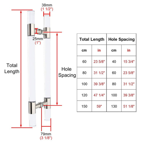 Rose Gold Clear Acrylic Door Handle Pull Push H Shape Glass Bar 39 Inch Modern Sliding Hardware Kit For Commercial Doors