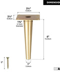 Gold Tapered Oblique Metal Furniture Leg Set Of 4 16 Inch Mid Century Modern Replacement Feet For Chairs Coffee Tables And Cabinets Heavy Duty Build Easy Install For DIY Upgrades.