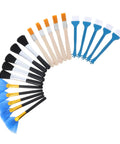 Twenty Piece Keyboard Cleaning Brush Set For Gaming Setup Electronics Soft Bristle Dust Removal Tool Sturdy Wood Handle Deep Clean Keycap Detailing Best For Home Office Tasks arranged in fan layout