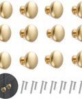 Gold Cabinet Knobs Set 12 Pack Round Drawer Pulls With Screws For Kitchen Cabinets Bedroom Furniture Cupboards Desks And Dressers Durable Hardware Upgrade Easy Install With Modern Gold Finish Upgrade Your Look, 28 mm gold aluminum round knobs