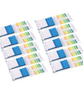 Ten sets of PH Test Strips Kit 0.5 To 5.0 Indicator Paper with color charts for water, food, pool, and aquarium testing.