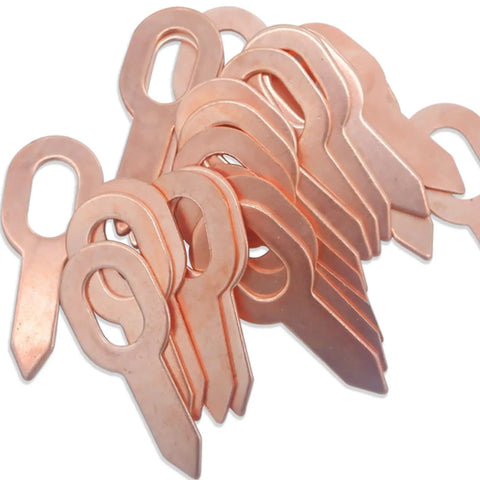 Close-up of iron copper plated dent puller rings from Dent Pulling Rings Kit For Auto Body Repair 100 Piece Sets Triangle And Straight