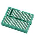 Green seven pack mini solderable breadboards with 170 tie points each, interlocking design for Arduino shield projects solderless kit