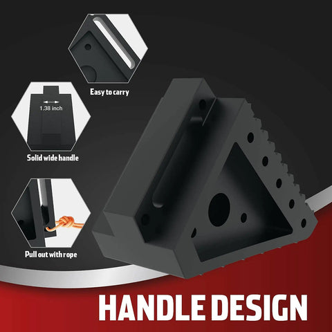 Heavy Duty Rubber Wheel Chocks For Cars, SUVs, Trucks And ATVs, Solid Tire Stop Block With Wide Handle, Oil Resistant Traction Surface