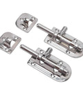 316 Stainless Marine Cabinet Lock Latch Sliding Kit With Polished Mirror Finish for boats and RVs, showing components on white background