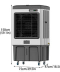 Hella Quiet Portable Swamp Cooler With A Massive 180 Liter Tank And Three Adjustable Speeds Evaporative Air Conditioner front view, 150cm tall.
