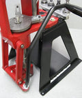 Premium Ergonomic Roller Lever Upgrade For Hornady Lock N Load Ap Reloading Press showing red reloading press base and black lever.