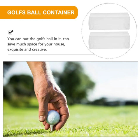 Three Piece Golf Ball Display Case Set, Durable Plastic Ball Storage Boxes For Easy Transport, golfer placing ball on tee