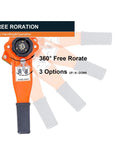 Orange SALUINOKI lever hoist with black handle, 1.5-ton capacity, hand-operated ratchet puller