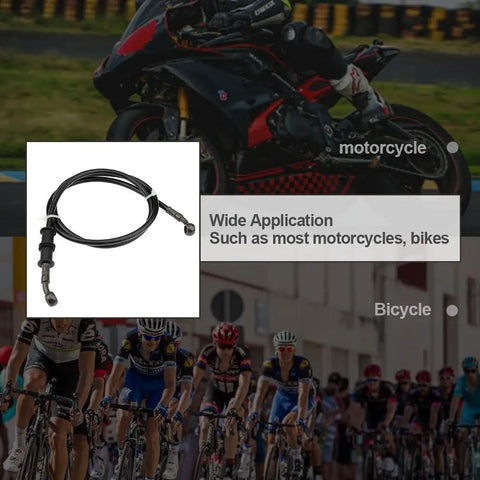 Universal 120cm Braided Steel Motorcycle Hydraulic Line Clutch Oil Pipe Black PVC Fuel Hose Replacement for Pit Dirt ATV Motocross