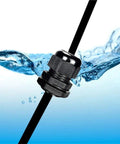 Waterproof IP68 Nylon Cable Gland Kit 10 Pieces with locknuts for PG fittings showing water resistance.