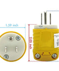 Heavy Duty 5-15P To 5-15R Extension Cord End Kit Plug And Play Replacement Plug And Connector Set yellow plug dimensions