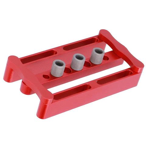 Front view of Adjustable Dowel Jig Kit With Precision Drill Bushing, anodized aluminum body, versatile woodworking tool for easy hole placement.