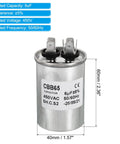 Beefed Up 6uF 450V AC CBB65 Fan Start Capacitor For Air Conditioners And Heat Pumps shows size and voltage specifications
