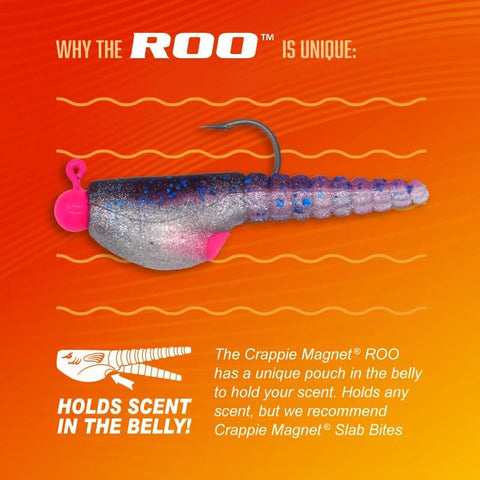 Roo Kit 62 Piece Crappie Fishing Kit With Shad Mimic Lures Shad Belly Design And Split Tail For Irresistible Bites Plus Scent Holding Pouch
