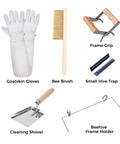 Beekeeping Tools Kit 22 Pcs For Beginners And Beekeepers With goatskin gloves, bee brush, frame grip, small hive trap, shovel, frame holder