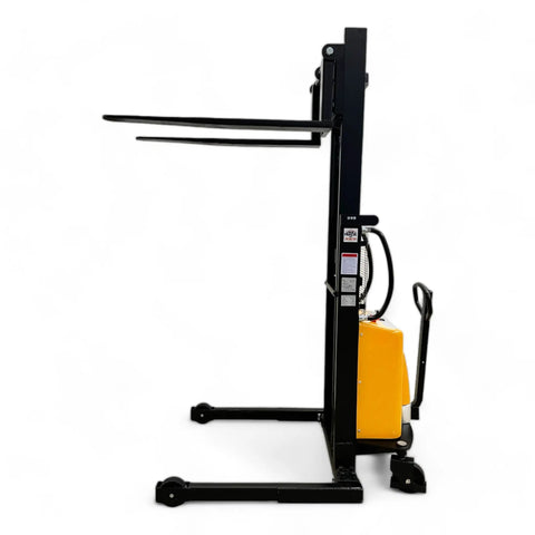 Heavy Duty Semi Electric Wide Leg Pallet Stacker With 3307 Pound Load Capacity And 78 Inch Lift Height Featuring Adjustable Base Frame Legs Built Tough To Haul Serious Weight And Crush Daily Warehouse Grind Made In North America