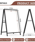 Double Sided 24x36 Inch Street Poster Sign Heavy Duty Folding Sidewalk Board With Slide In Steel Frame dimensions