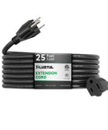 Heavy Duty Outdoor Extension Cord 25 Foot Waterproof 16 Gauge 3 Conductor Black Power Cable 13A 1625W SJTW ETL Listed