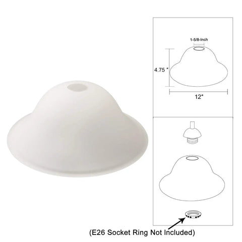 12 Inch Frosted Glass Floor Lamp Shade Replacement Globe Fits 1.625 Inch Opening Lipless Modern Light Fixture Shade diagram.