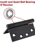 Rock Solid Heavy Duty Matte Black Square Door Hinges Four Point Five Inch Ball Bearing Design showing smooth ball bearing detail.