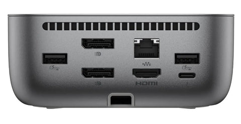 Back view of No Fuss 100W Thunderbolt 4 Docking Station Bundle With Universal USB C Multiport Hub For Any Laptop showing ports.