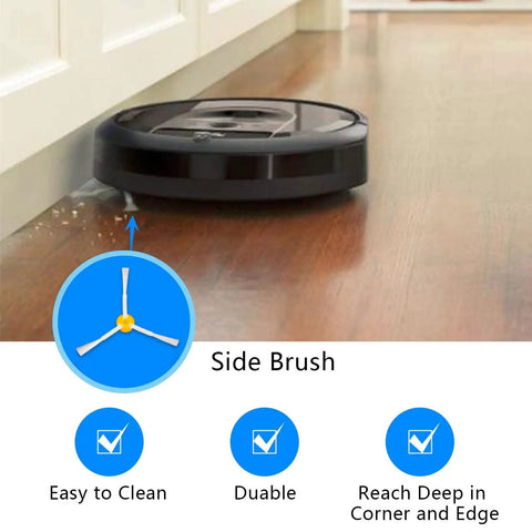 Roomba using Extractor Roller And Side Brushes With HEPA Filters All In One Replenishment Kit; side brush detail shown