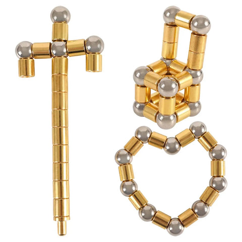 Stress Relief Magnetic Pen That Lets You Shape It Into Swords, Robots, Monsters And More, metal pen with magnetic shapes