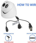 2 MP 4 In 1 AHD CVI TVI Analog Turret Dome Security Camera with wiring cables, 2.8mm lens, weatherproof white finish