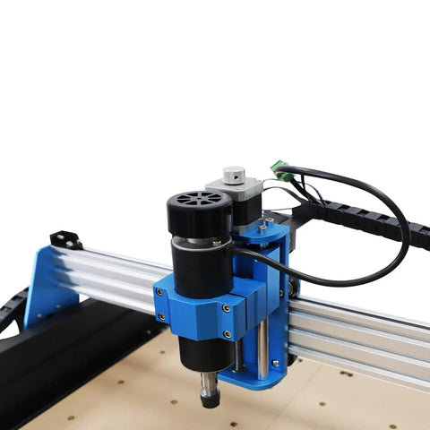 Pro Grade 110V 500W CNC Router Engraving Machine with USB Power Supply showing ball screw and 42 stepper motor close-up