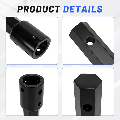 Heavy Duty Auger Adapter Coupler Converts 2 Inch Female Round To Male Hex Shaft Bit Screw For Skid Steer Tractor Digger Power Head close-up.