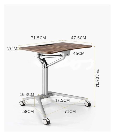 Adjustable Mobile Overbed Table Featuring Smooth Rollin Casters And Beastly Stable Base, height 75-105CM, sturdy MDF top, ideal for bedside use.