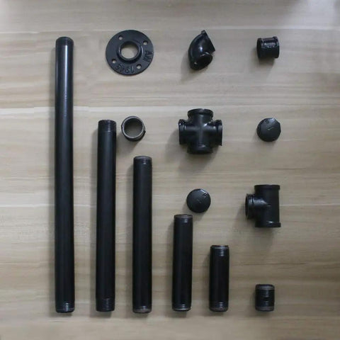 Six Pack 1 Inch Steel Pipe Two Inches Long Black Industrial Pipe Set for DIY Shelving and Home Decor